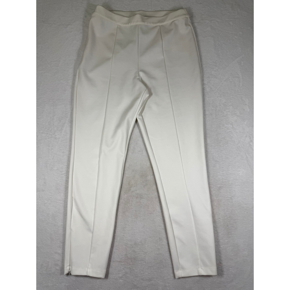 Commense Cream High Rise Pintuck Tapered Ankle Zip Pants Womens Medium